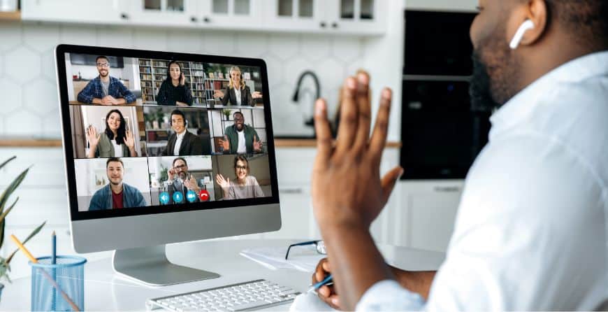 Team member on a Zoom meeting.