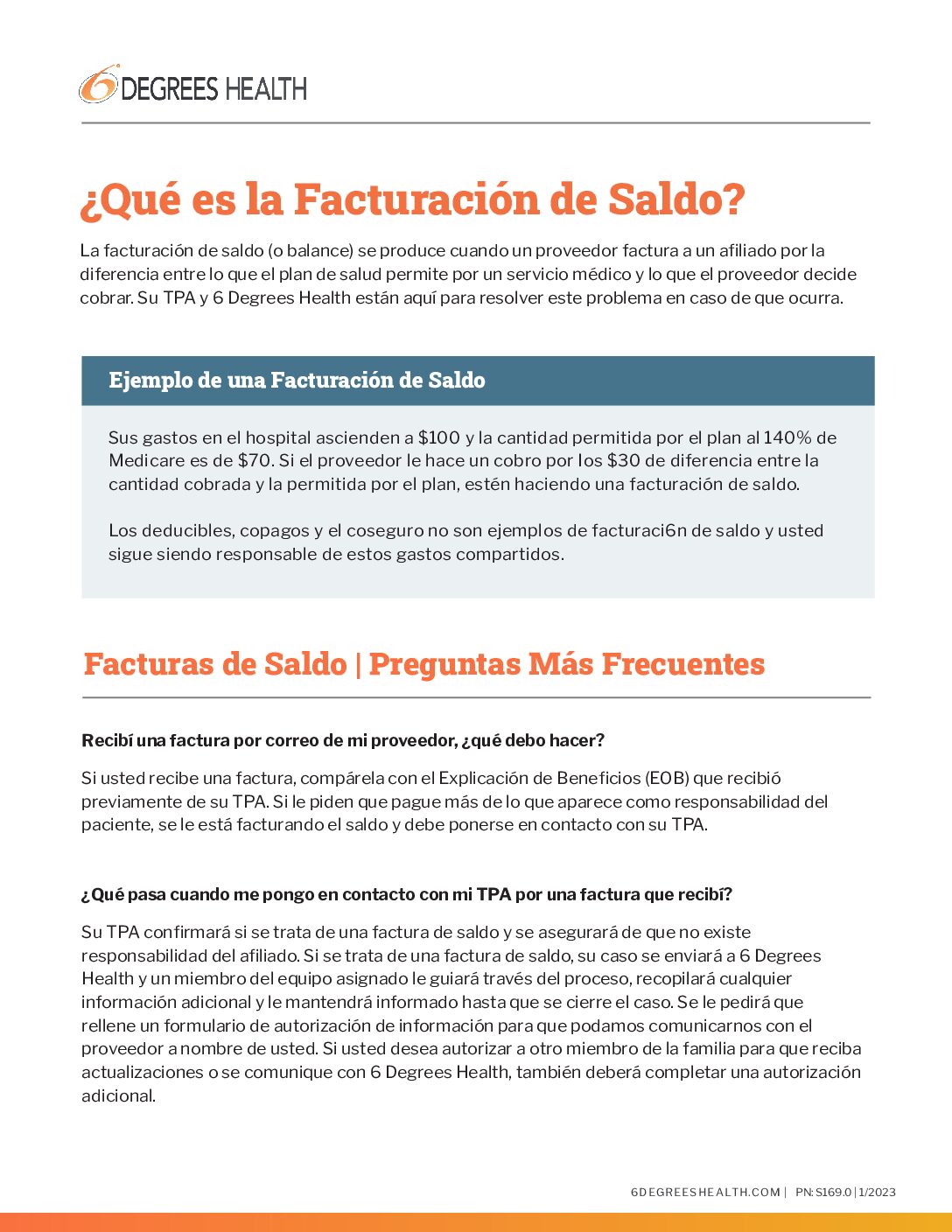 Balance Bills FAQ SPANISH